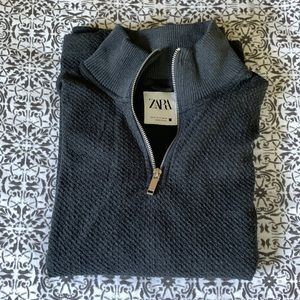 Zara Mens Zip Texture Sweatshirt